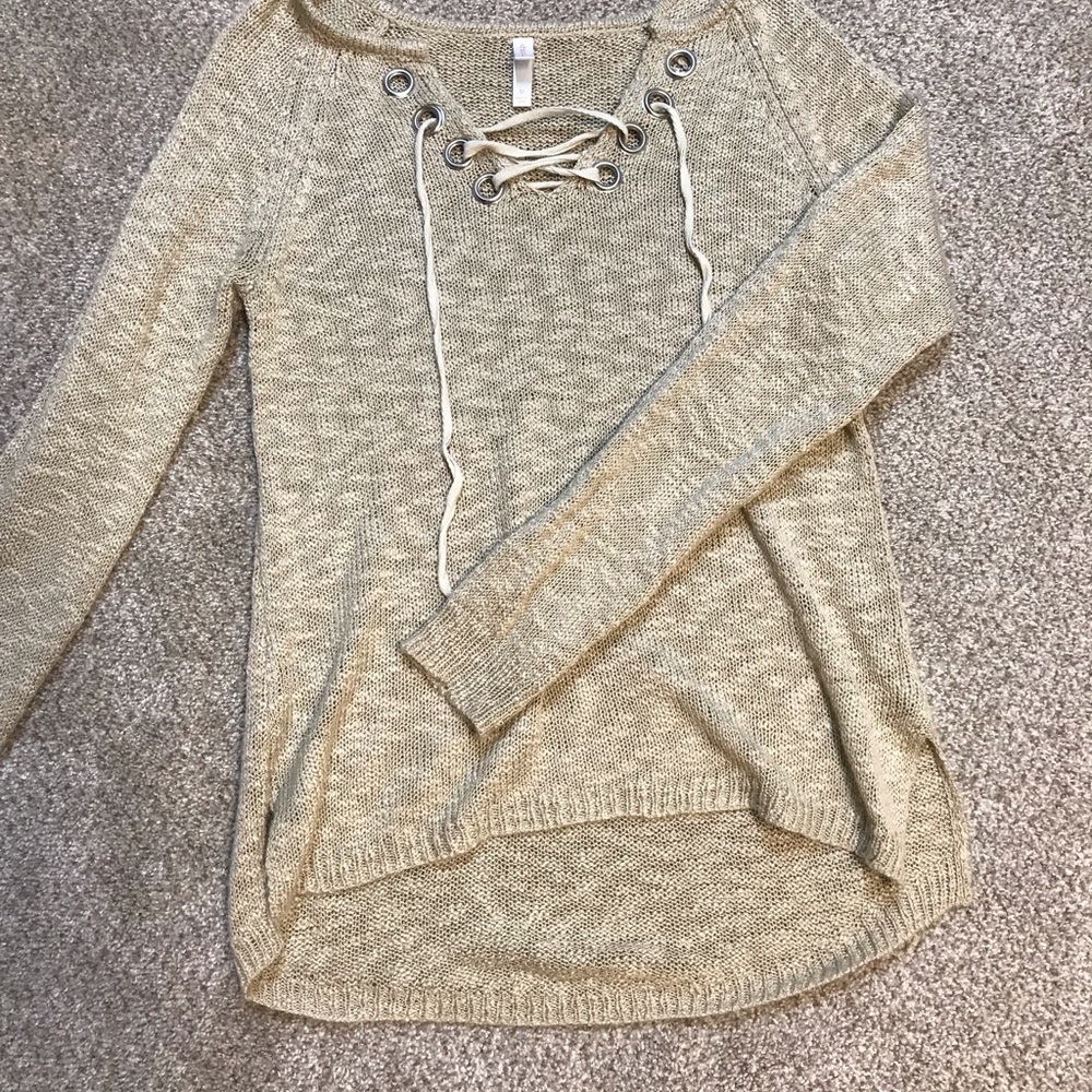 Lace-up knitted sweater